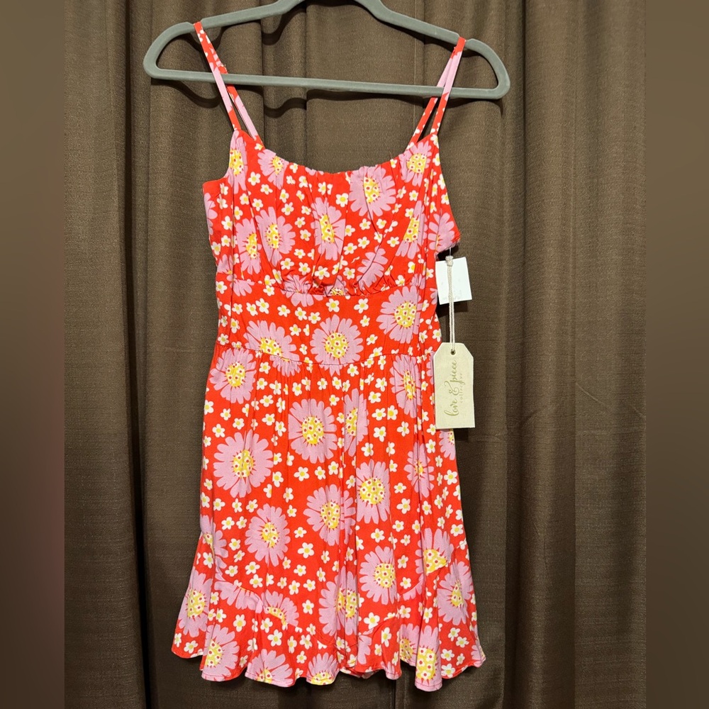 Secret Charm Red Floral Romper, Size M
